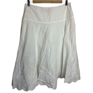 Michael Kors White Floral Flare Midi Skirt Women's Size 8